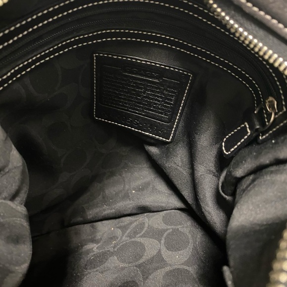 Coach Solid Black Leather Square Handbag - Picture 6 of 9